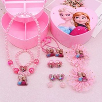 Childrens necklace set gift box Frozen girl ktcat heart-shaped jewelry box jewelry princess hair accessories hairclip