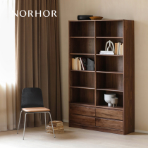 Nordic Expression CHAN Series Solid Wood Display Cabinet Bookcase Japanese Oriental Retro Black Walnut Storage Bookcase K