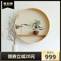 Hotel new Chinese wall decoration creative shelf Round shelf Wall hanging floral ornaments