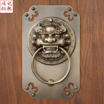 Chinese pure copper door knocker Wooden door Vintage Unicorn beast head handle Antique door Lion head tiger head pull ring Copper handle