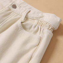 Beige white pants womens 2021 Spring and Autumn New High waist loose jeans womens pants straight casual old pants thin