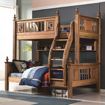 Tan silk wood wax oil upper and lower beds children's bed mother and child beds all solid wood high and low beds American double bed logs