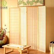 Screen partition Bedroom partition block brake live background Japanese lattice folding mobile occlusion household living room solid wood