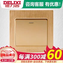 Delixi Champagne Gold Switch Socket One Open Multi-control Single Open Multi-control Midway Switch 1 Open Three Control Wall Panel
