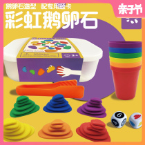 Children Early Teach Color Cognition Rainbow Cobble Classified Teaching Aids Baby Assembled Count Stacked Puzzle Toys