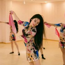 Belly dance 2021 autumn performance suit beginner fat size cheongsam elastic Oriental dance performance stage dress