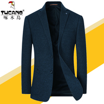 Woodpecker 2021 new autumn casual suit mens wool tweed slim high-end small suit coat