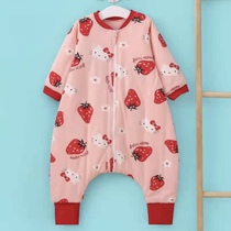 Chens baby sleeping bag thin cotton warm double-layer cotton clip thin cotton jumpsuit autumn and winter baby pajamas