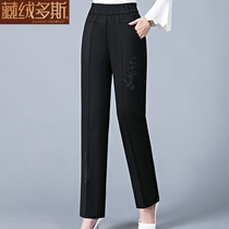 Middle-aged and elderly people ma ma ku children chun qiu zhuang trousers thin high-waisted straight outer wear autumn thin middle-aged womens pants