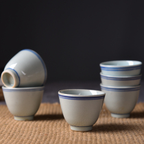 Ceramic kung fu tea cup 6 sets Jingdezhen antique blue and white tea tea cup drink kung fu tea small tea cup personal tea set