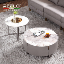  Light luxury round coffee table Modern simple small apartment living room size round several sets of Italian minimalist mother and child coffee table table