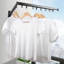 Punched fixed sun hanging clothes bar wall-mounted drying rack hidden foldable single pole hotel indoor balcony