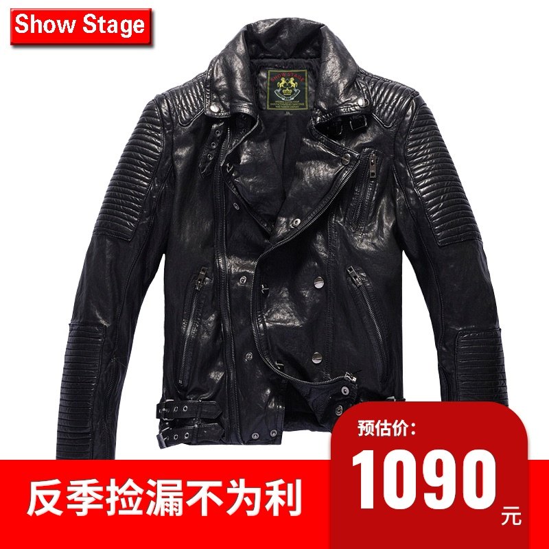 Trend mens motorcycle leather leather mens youth slim Europe and the United States Haining casual Sheepskin mens jacket