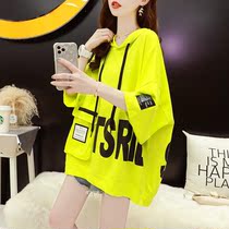 Pregnant woman summer dress blouse T-shirt with long section pure cotton short sleeve pregnant woman T-shirt loose big code Korean version Fashion Chauma Summer