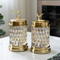 European style ornament glass candy jar delicate sugar jar storage crystal ornament creative jewelry jar with lid home