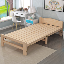  Solid wood bed folding bed sheet bed household bed Adult simple economic childrens bed double lunch break bed 1 2 meters bed