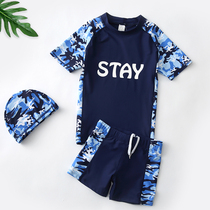 Childrens swimsuit Boys summer middle school boys boys fat students Teenagers split swimming trunks suit equipment sunscreen swimsuit