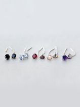 Love Loach S925 silver earline female Korean version minimalist art single drill earrings short earrings ear chain ear ornaments