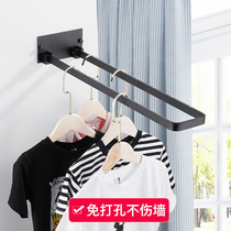 Clothes rack Household indoor small punch-free folding invisible clothes rack Balcony cool clothes rack Hotel hangers
