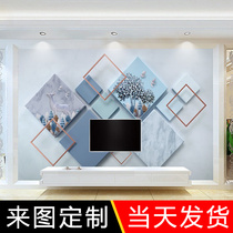 Bamboo wood fiber integrated wall panel TV background wall 2021 living room imitation marble geometry simple custom wall panel