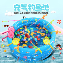 Childrens thick fishing pond Square night market stalls outdoor stalls children inflatable toys fishing pond commercial round