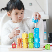 Export high quality baby beaded balance digital color Focus development Wooden 1-2-3 early education toys