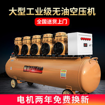 Flying leopard air compressor industrial grade large 380V three-phase silent oil-free air compressor 220V high pressure pump