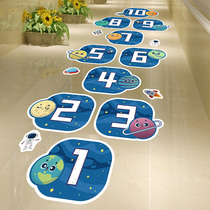 Kindergarten Jumping Plaid Jumping House Stickers Cartoon Digital Childrens House Ground Decorative Wall Stickup Games Post