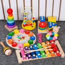 Baby building blocks toys 0-1-2 years old 3 baby boys and girls beneficial intelligence brain Wood assembly early childhood education