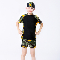 Childrens swimsuit Boys  swimsuit Swimming trunks Split middle and large childrens boys baby swimsuit Long-sleeved sunscreen childrens swimsuit
