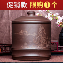 Yixing purple sand tea jar large size number Puer tea bucket sealed tea waking tea ceramic household cylinder seven cake storage tank