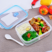  Heatable lunch box Fruit box plastic lunch box two-grid portable childrens plastic fresh-keeping office worker Microwave oven separation type