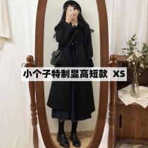145 small woolen coat women autumn and winter 150 short tall wear long thick tweed coat xs