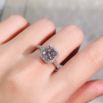  Moissan stone diamond ring female pillow-shaped ring set with 1 carat classic square bag ring simple 18K gold seeking wedding ring