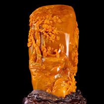 Chishin 2022 Fujian Shou Mountain Stone Pendulum Pieces Fields Yellow Stone Sculpture Hibiscus Stone sculpted Buddha sculpted living room chishi