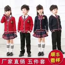Kindergarten garden clothing spring and autumn suit sweater cardigan British Academy style childrens class uniforms primary school uniforms autumn and winter clothing