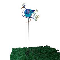 Comfy Hour 31“ Height Blue Metal Art Solar Peacock