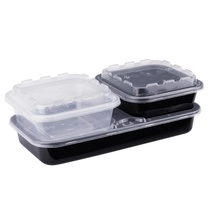 Disposable double-layer lunch box packed takeaway business set lunch box small bowl dish square three-in-one bento box