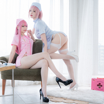 Uncle Pi original cosplay multi-split conjoined small nurse satin multi-button candy color top two-piece set