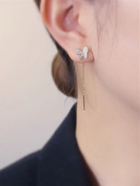 Butterfly Otic line Girl 2022 New wave High Sensation Temperament Long flow Suit face Slim Earrings Mesh Red Earrings