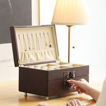 Earrings Earrings necklace storage box Jewelry jewelry box Large capacity simple finishing box Wooden wedding birthday gift