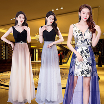 Night KTV lady work clothes Nightclub public relations beauty thin evening dress Deep v-neck foot bath model long dress summer