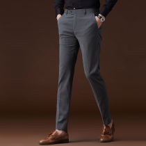 Straight trousers mens summer business formal wear slim gray casual non-iron draping work thin suit pants