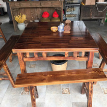 Solid wood eight fairy table new Chinese Table restaurant table and chair combination old log square table Home square table