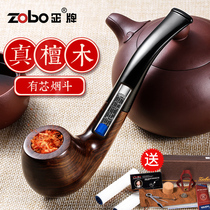  Zobo genuine brand solid wood pipe Mens old-fashioned portable sandalwood dry smoking rod bongs full set of accessories for tobacco bucket