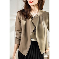 WK 22 Spring New JIN Mouth Sheepskin ~ Leather Leather Women's Temperament Penny Short Jacket Coat P21865