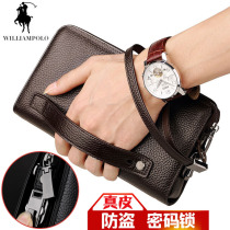 The Premier Paul Business Handbags Mens leather Handbags Bull Leather Large Capacity Men Casual Zip Hand Grab Bag Theft