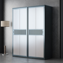 Modern simple light luxury sliding door household bedroom storage sliding door cabinet combination log environmental protection solid wood large wardrobe