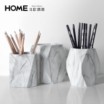 Nordic ins pen holder Simple marble pattern ornaments storage box Creative multi-functional gift makeup brush tube storage