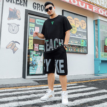 Fat plus size mens fat thin short-sleeved shorts five points loose trend summer leisure sports suit